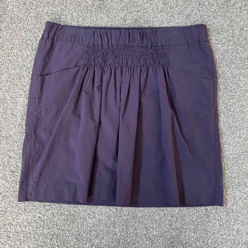 Banana Republic Skirt Womens 10P Purple Smocked Waist Pleated Mini Lined Pockets
